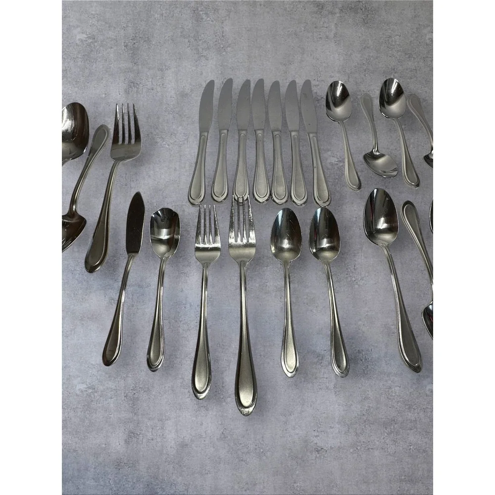 Oneida Flatware Set 23pc Silver Satin Sand Dune 18/10 Stainless
